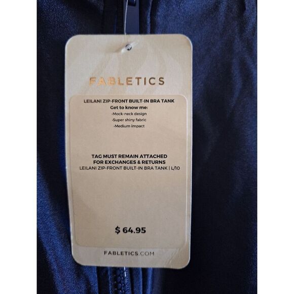 NWT Size Lrg Fabletics Leilani Zip Front Built-In Bra Tank - Picture 3 of 4